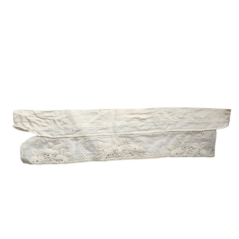 EDWARDIAN Antique Eyelet Embroidered Cotton Sleeve Cuff Trim 3x13 heirloom